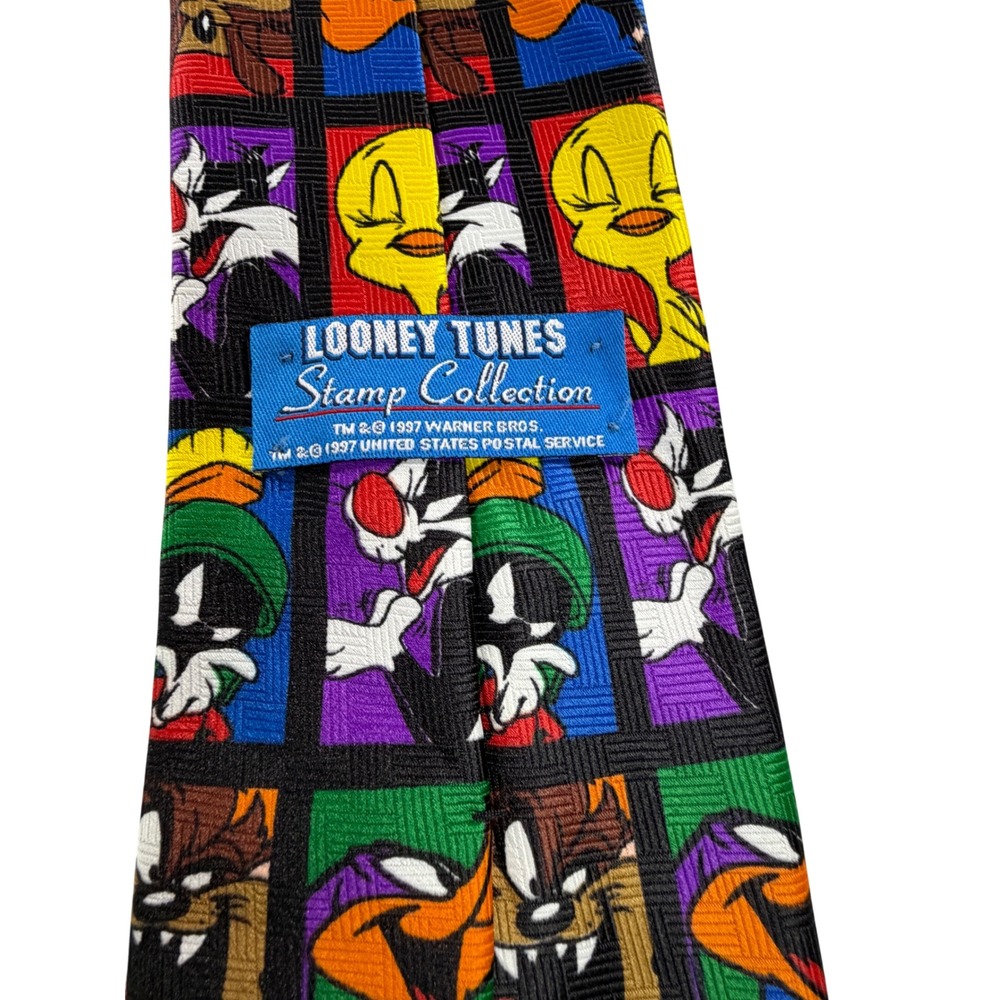 Vintage 1997 Looney Tunes Stamp Collection Necktie Warner Bros USPS Characters